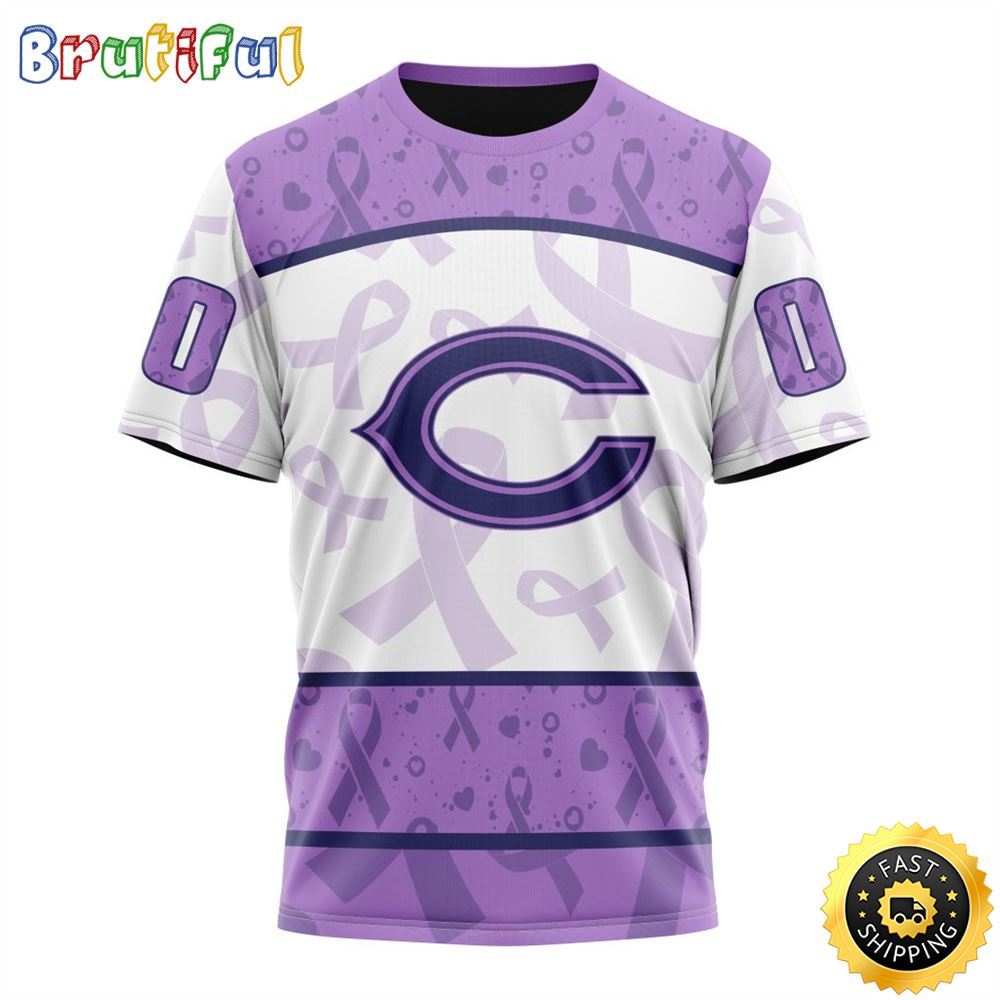 Personalized NFL Chicago Bears All Over Print 3D T Shirt Special Lavender Fights Cancer Unisex Tshirt 1 joh3q7