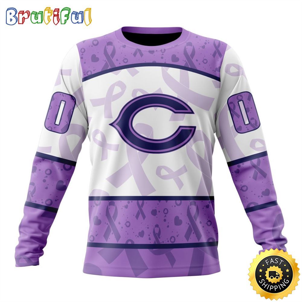Personalized NFL Chicago Bears Crewneck Sweatshirt Special Lavender Fights Cancer Unisex Sweatshirt 1 zy8hf9