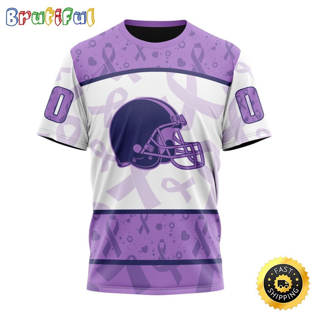 Personalized NFL Cleveland Browns All Over Print 3D T Shirt Special Lavender Fights Cancer Unisex Tshirt 1 xynlzx