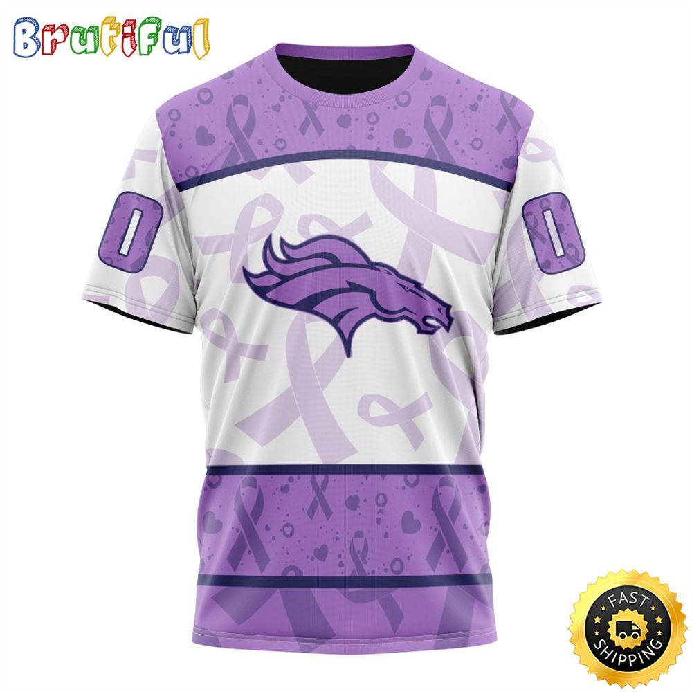 Personalized NFL Denver Broncos All Over Print 3D T Shirt Special Lavender Fights Cancer Unisex Tshirt 1 lzy8jc
