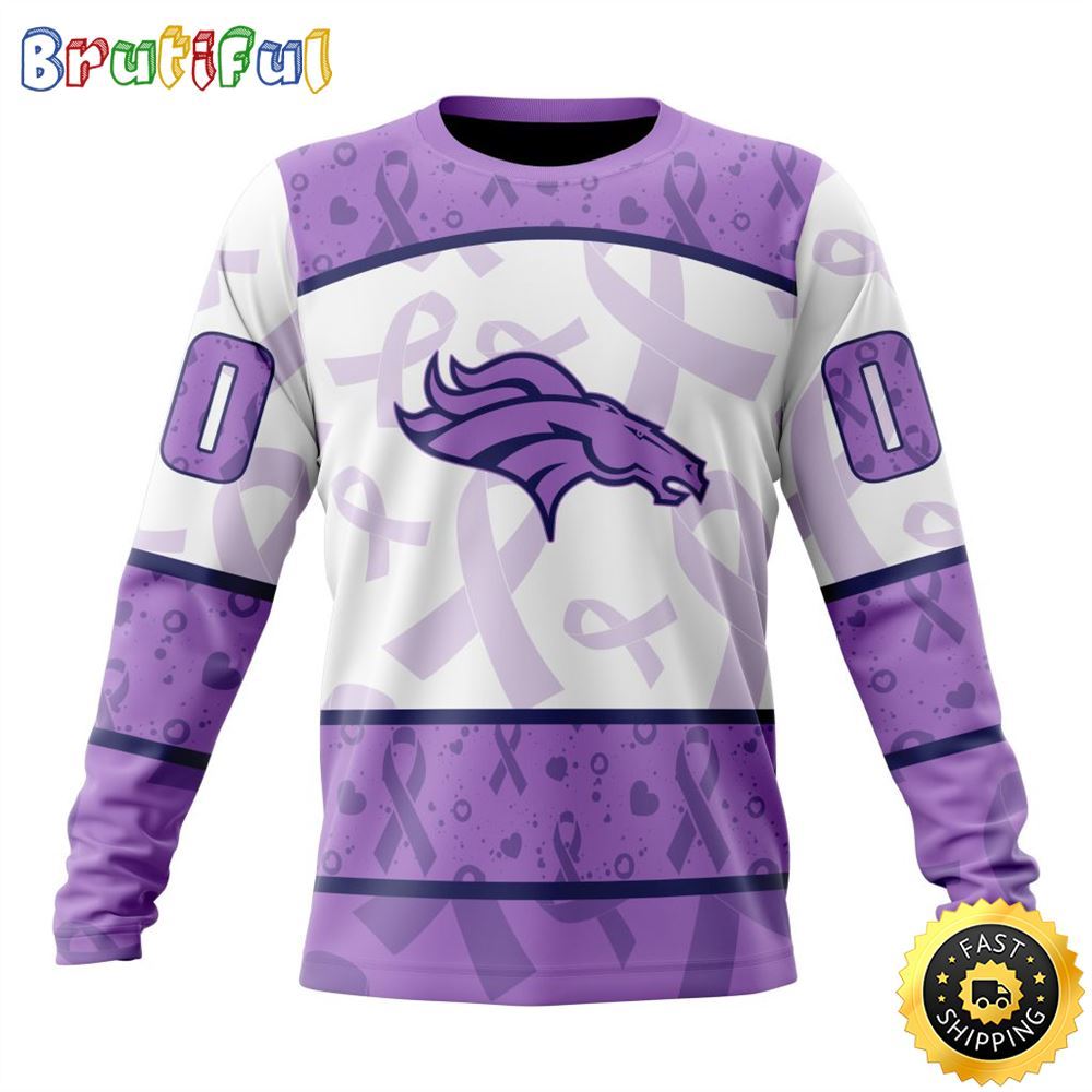 Personalized NFL Denver Broncos Crewneck Sweatshirt Special Lavender Fights Cancer Unisex Sweatshirt 1 ybld4h