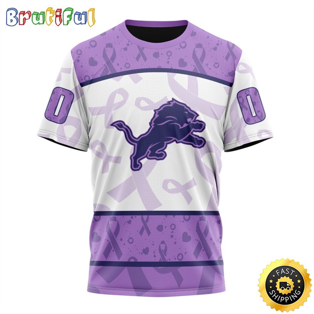 Personalized NFL Detroit Lions All Over Print 3D T Shirt Special Lavender Fights Cancer Unisex Tshirt 1 ifb09y