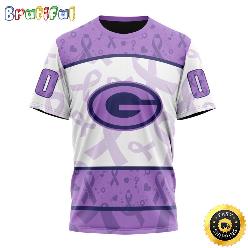 Personalized NFL Green Bay Packers All Over Print 3D T Shirt Special Lavender Fights Cancer Unisex Tshirt 1 njncnh