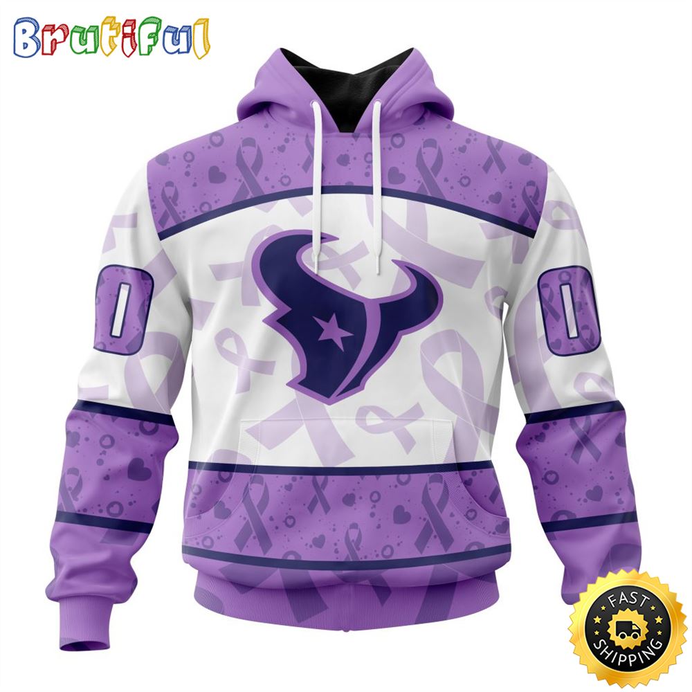 Personalized NFL Houston Texans All Over Print 3D Hoodie Special Lavender Fights Cancer Unisex Hoodie 1 ktpcoy