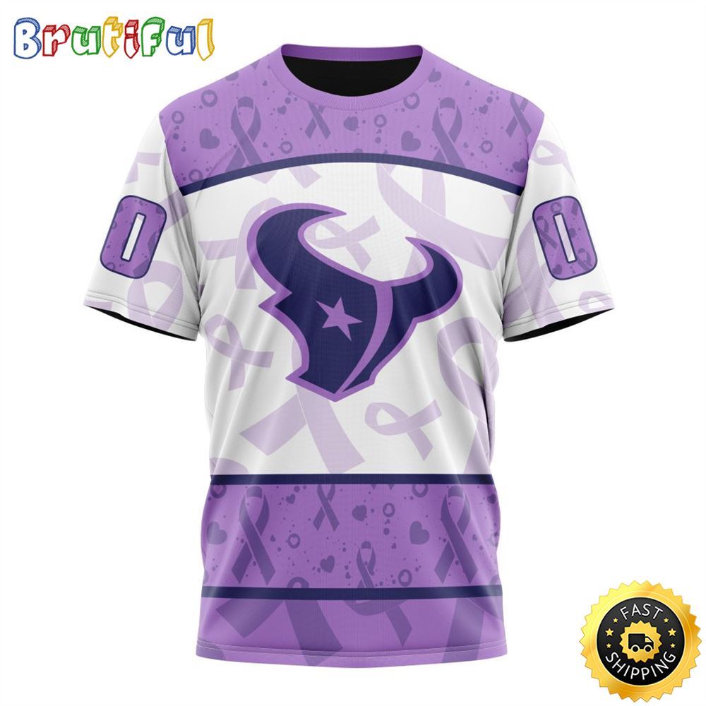 Personalized NFL Houston Texans All Over Print 3D T Shirt Special Lavender Fights Cancer Unisex Tshirt 1 wjajl4