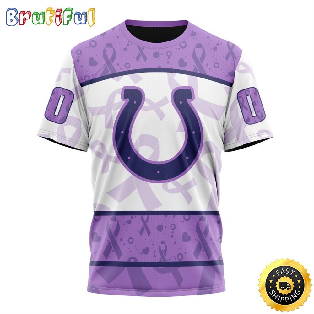 Personalized NFL Indianapolis Colts All Over Print 3D T Shirt Special Lavender Fights Cancer Unisex Tshirt 1 p9ypql