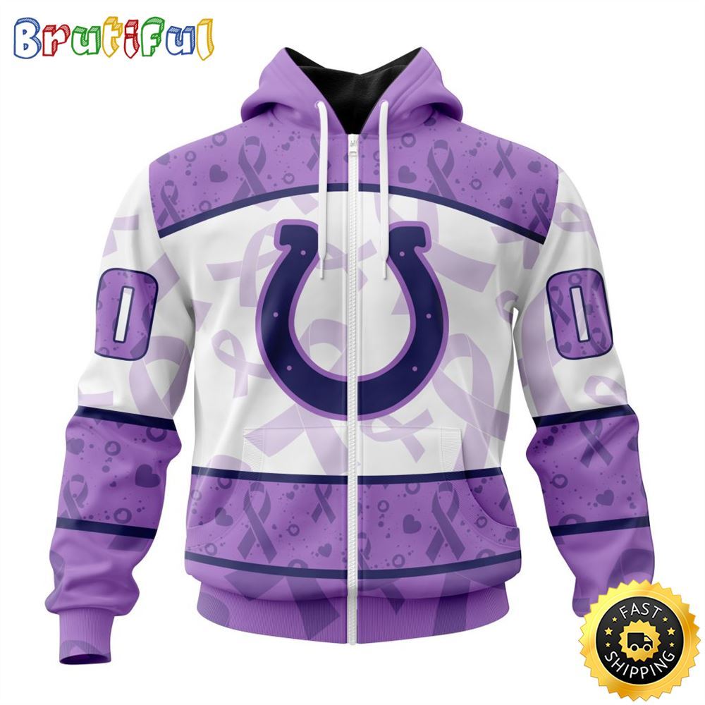 Personalized NFL Indianapolis Colts All Over Print Zip Hoodie 3D Special Lavender Fights Cancer Unisex Tshirt 1 nb7xvg