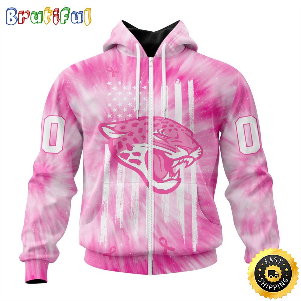 Personalized NFL Jacksonville Jaguars All Over Print Zip Hoodie 3D Special Pink Tie Dye Unisex Hoodie 1 nqjiou