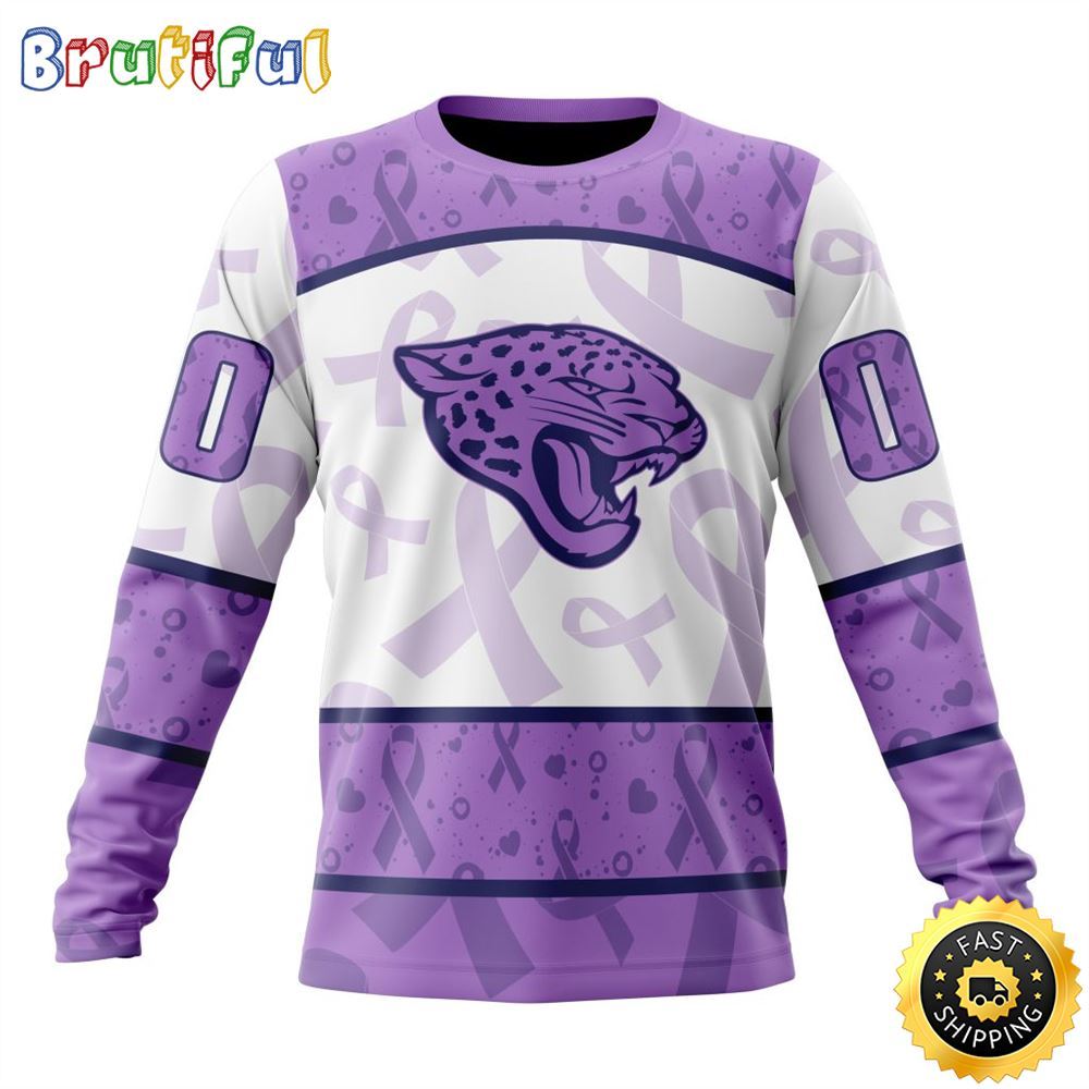 Personalized NFL Jacksonville Jaguars Crewneck Sweatshirt Special Lavender Fights Cancer Unisex Sweatshirt 1 dmtbr3