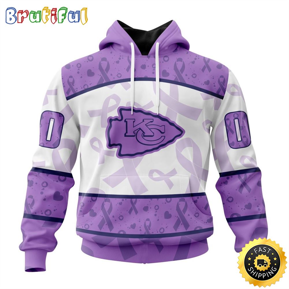 Personalized NFL Kansas City Chiefs All Over Print 3D Hoodie Special Lavender Fights Cancer Unisex Hoodie 1 vd4fcl