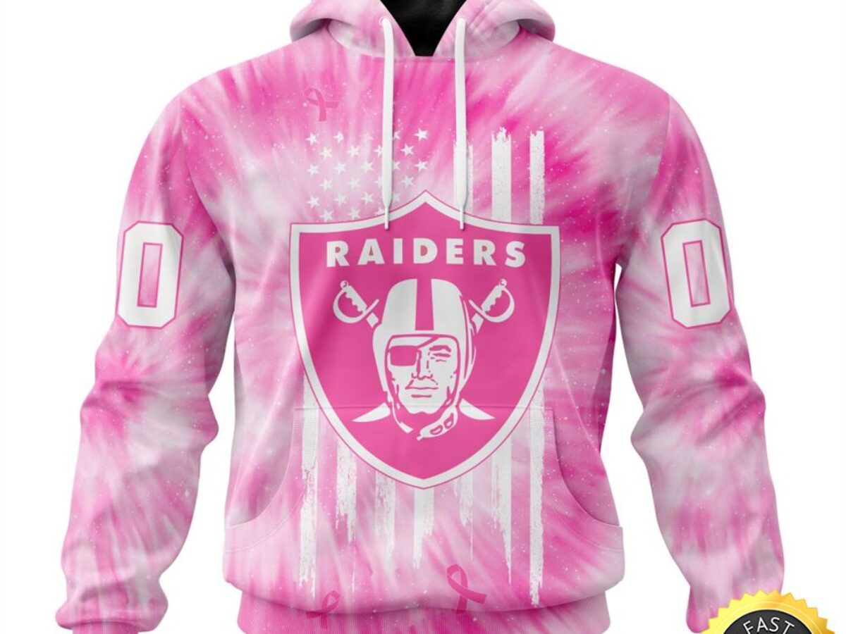 Personalized NFL Las Vegas Raiders All Over Print 3D Hoodie Special Pink  Tie-Dye Unisex Hoodie, image size:1200x900
