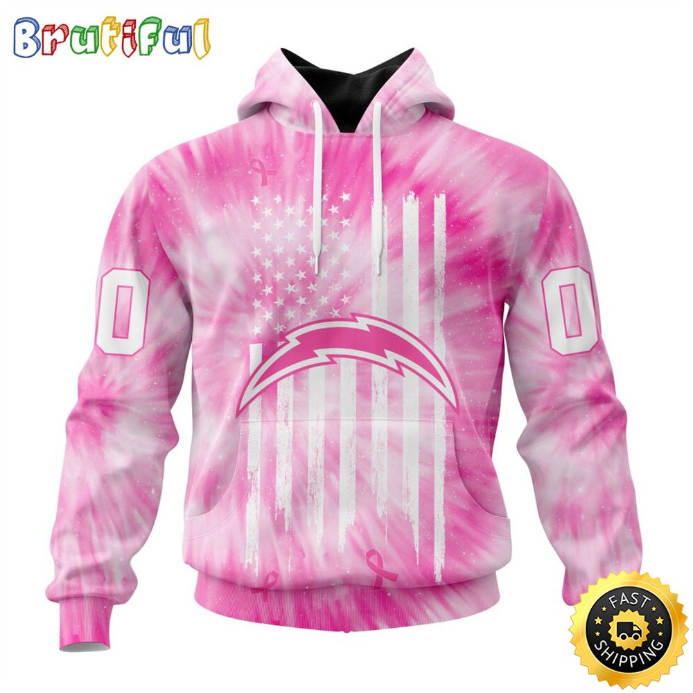 Personalized NFL Los Angeles Chargers All Over Print 3D Hoodie Special Pink Tie Dye Unisex Hoodie 1 kf8qob