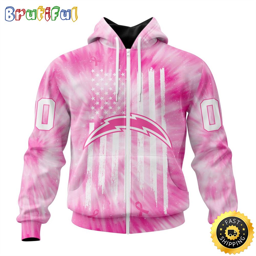 Personalized NFL Los Angeles Chargers All Over Print Zip Hoodie 3D Special Pink Tie Dye Unisex Hoodie 1 mpfozv