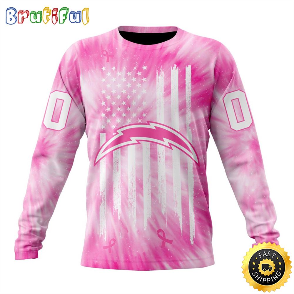 Personalized NFL Los Angeles Chargers Crewneck Sweatshirt Special Pink Tie Dye Unisex Sweatshirt 1 lidnyg