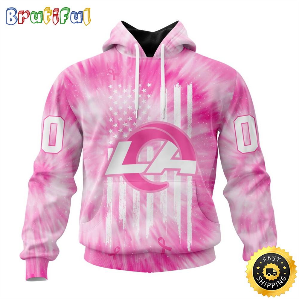 Personalized NFL Los Angeles Rams All Over Print 3D Hoodie Special Pink Tie Dye Unisex Hoodie 1 zqzdbw