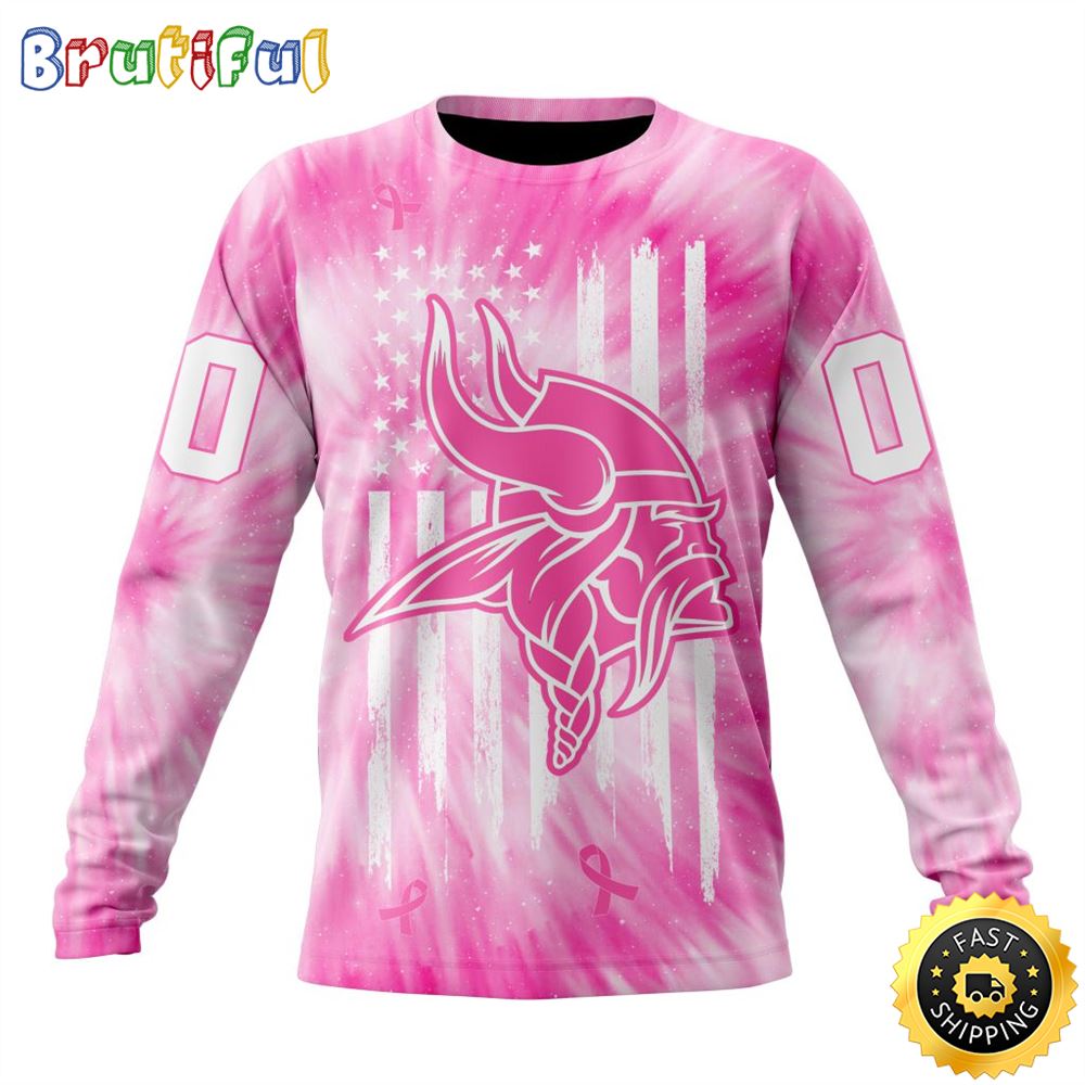 Personalized NFL Minnesota Vikings Crewneck Sweatshirt Special Pink Tie Dye Unisex Sweatshirt 1 vxrnay