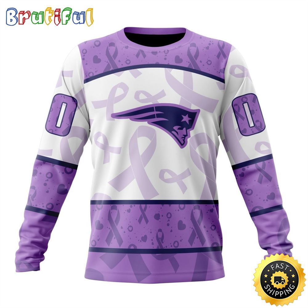 Personalized NFL New England Patriots Crewneck Sweatshirt Special Lavender Fights Cancer Unisex Sweatshirt 1 fo5ist