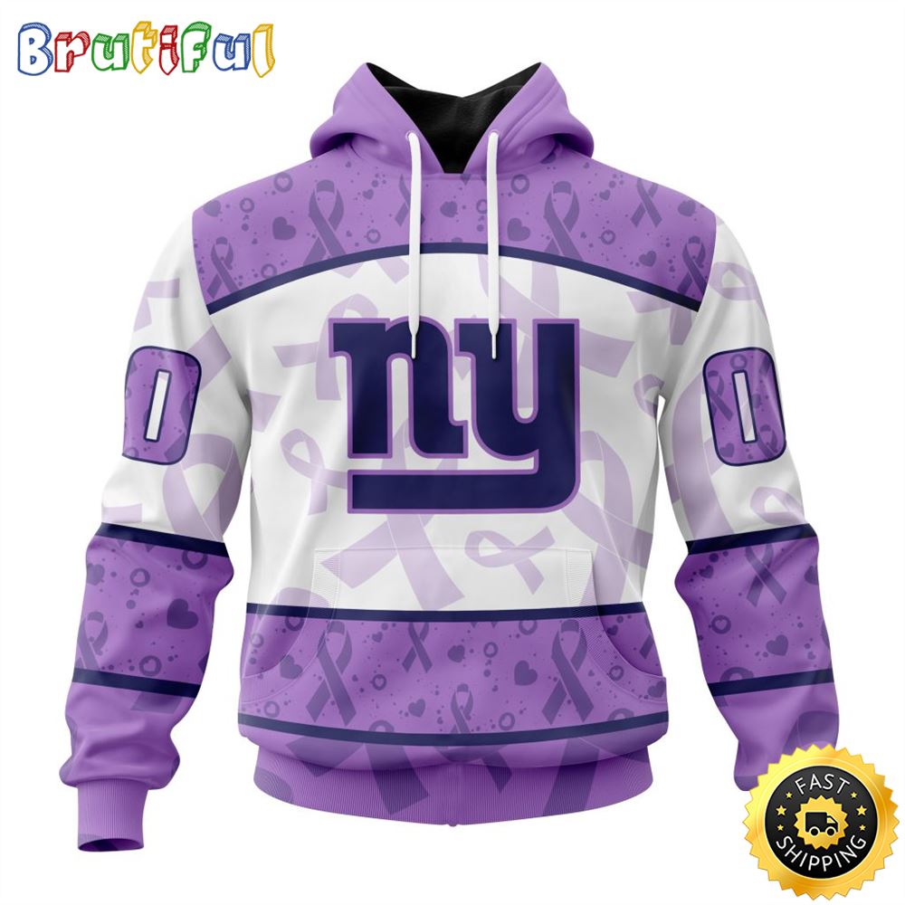 Personalized NFL New York Giants All Over Print 3D Hoodie Special Lavender Fights Cancer Unisex Hoodie 1 wo1kkj