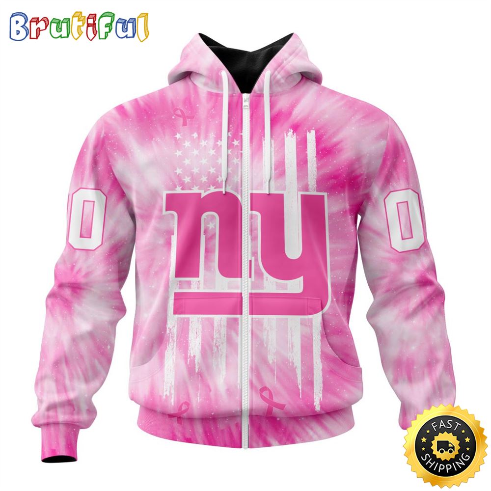 Personalized NFL New York Giants All Over Print Zip Hoodie 3D Special Pink Tie Dye Unisex Hoodie 1 megny9