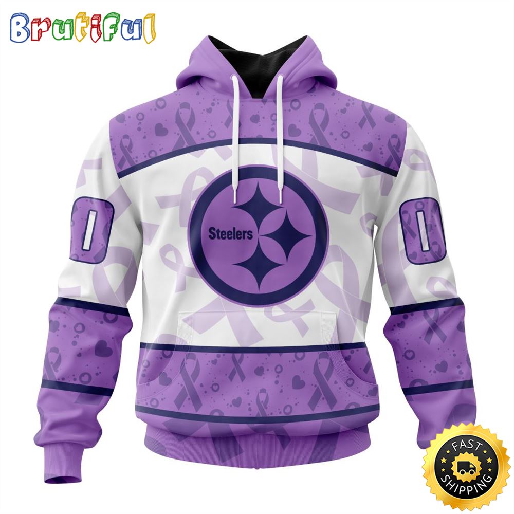 Personalized NFL Pittsburgh Steelers All Over Print 3D Hoodie Special Lavender Fights Cancer Unisex Hoodie 1 mnrhcs