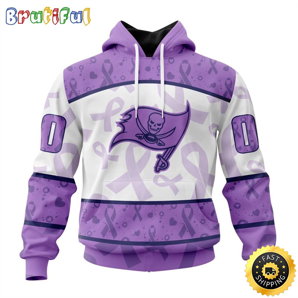 Personalized NFL Tampa Bay Buccaneers All Over Print 3D Hoodie Special Lavender Fights Cancer Unisex Hoodie 1 oud3pj