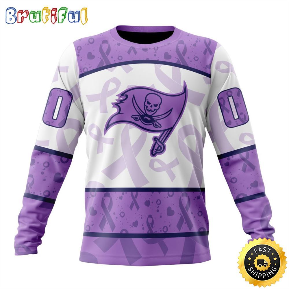 Personalized NFL Tampa Bay Buccaneers Crewneck Sweatshirt Special Lavender Fights Cancer Unisex Sweatshirt 1 tkvbd1