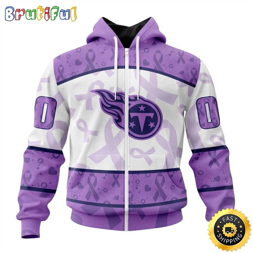 Personalized NFL Tennessee Titans All Over Print Zip Hoodie 3D Special Lavender Fights Cancer Unisex Tshirt 1 db5knf