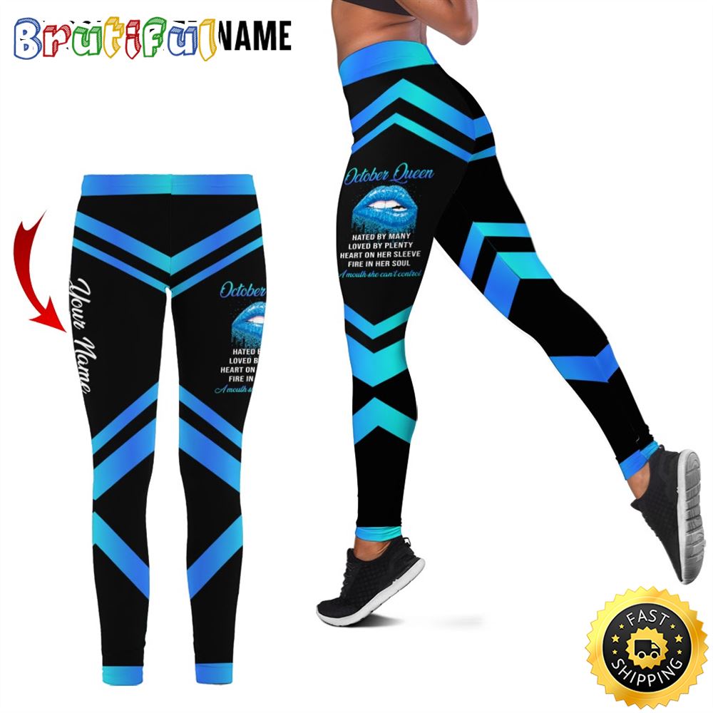 Personalized October Girl All Over Print 3D Legging Fire In Her Soul Gift For Women 1 mztwid
