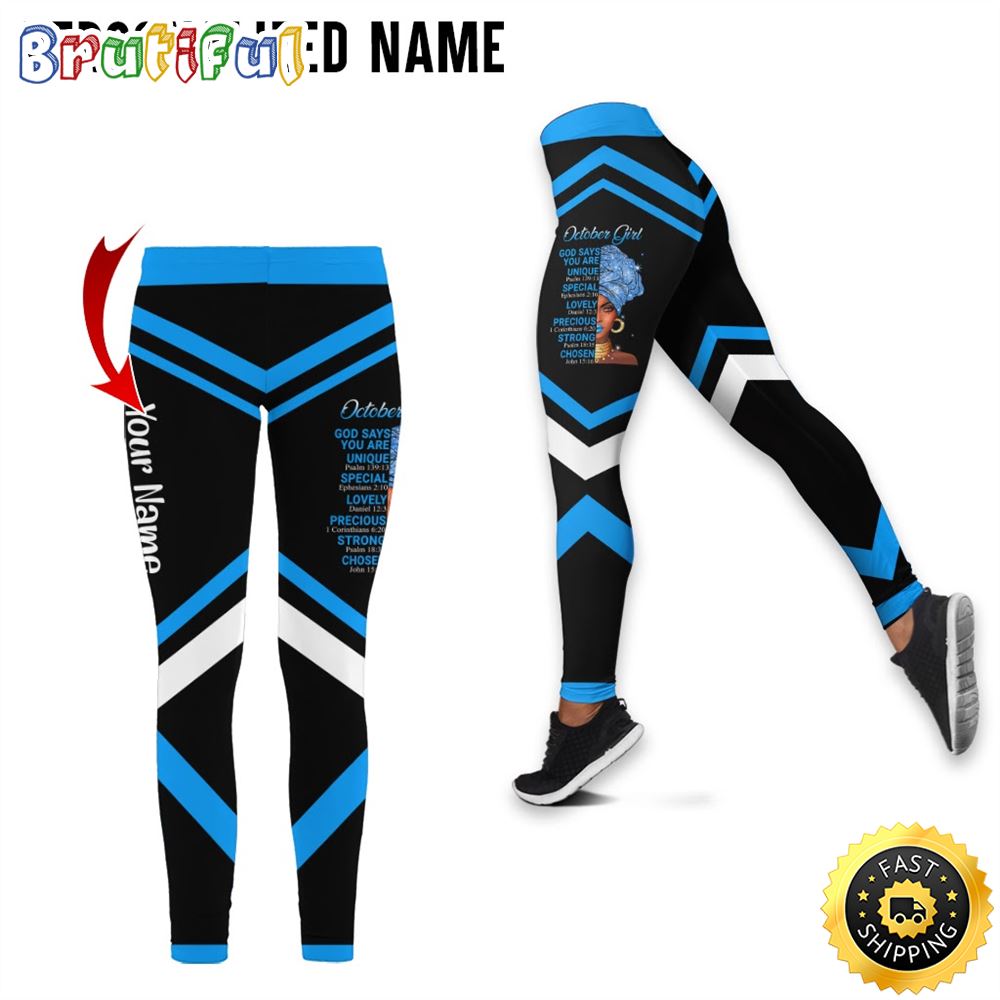 Personalized October Girl All Over Print 3D Legging God Says Lovely Gift For Women 1 ryvvdf