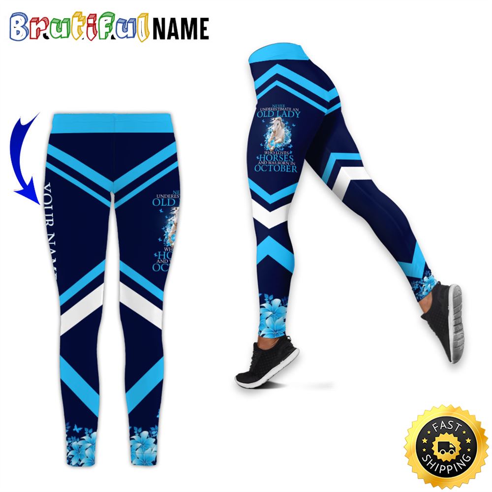 Personalized October Girl All Over Print 3D Legging Who Loves Horse Gift For Women 1 m6n5bp