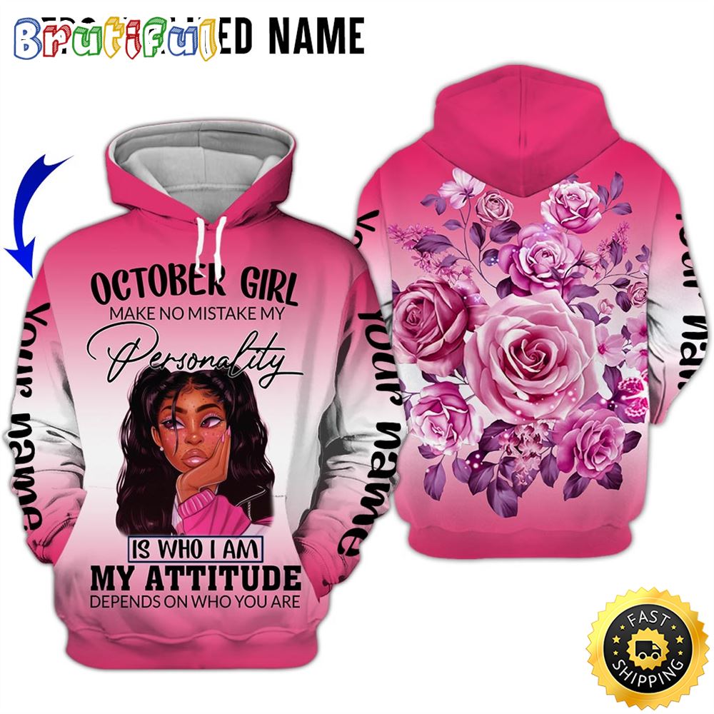 Personalized October Girl Pink Rose All Over Print Hoodie Gift For Frends 1 gwsjrm