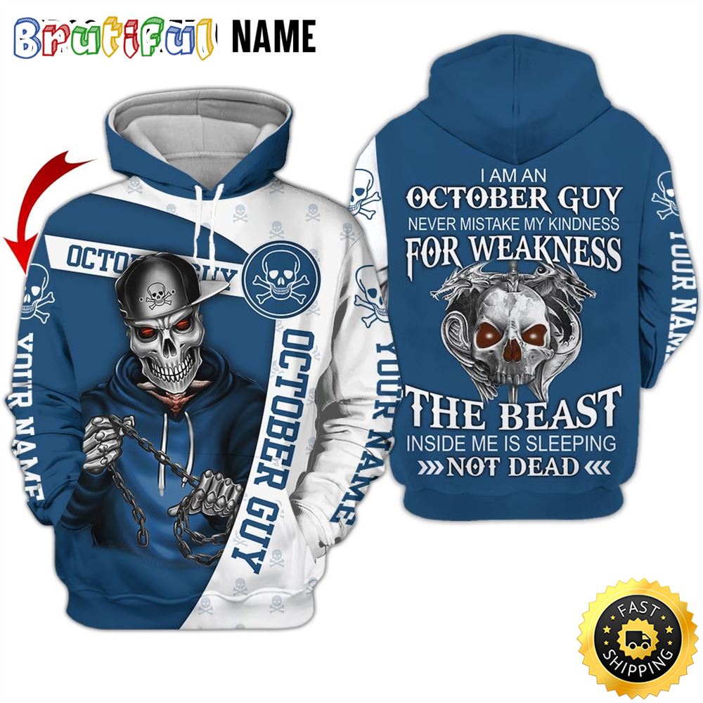 Personalized October Skull Guy The Devil Inside He Up All Over Print 3D Hoodie Gift For Frends 1 jh2qtb