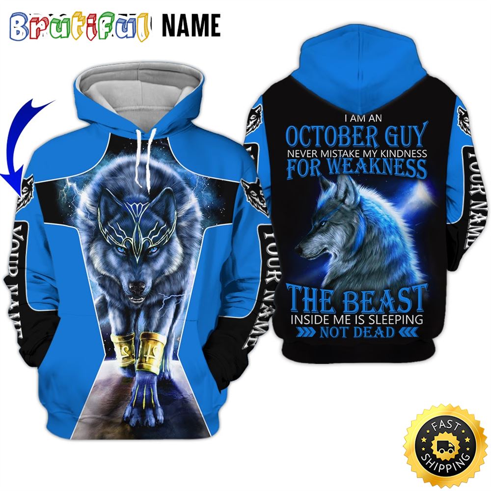 Personalized October Wolf Guy The Devil Inside All Over Print 3D Hoodie Gift For Frends 1 ub8zp0