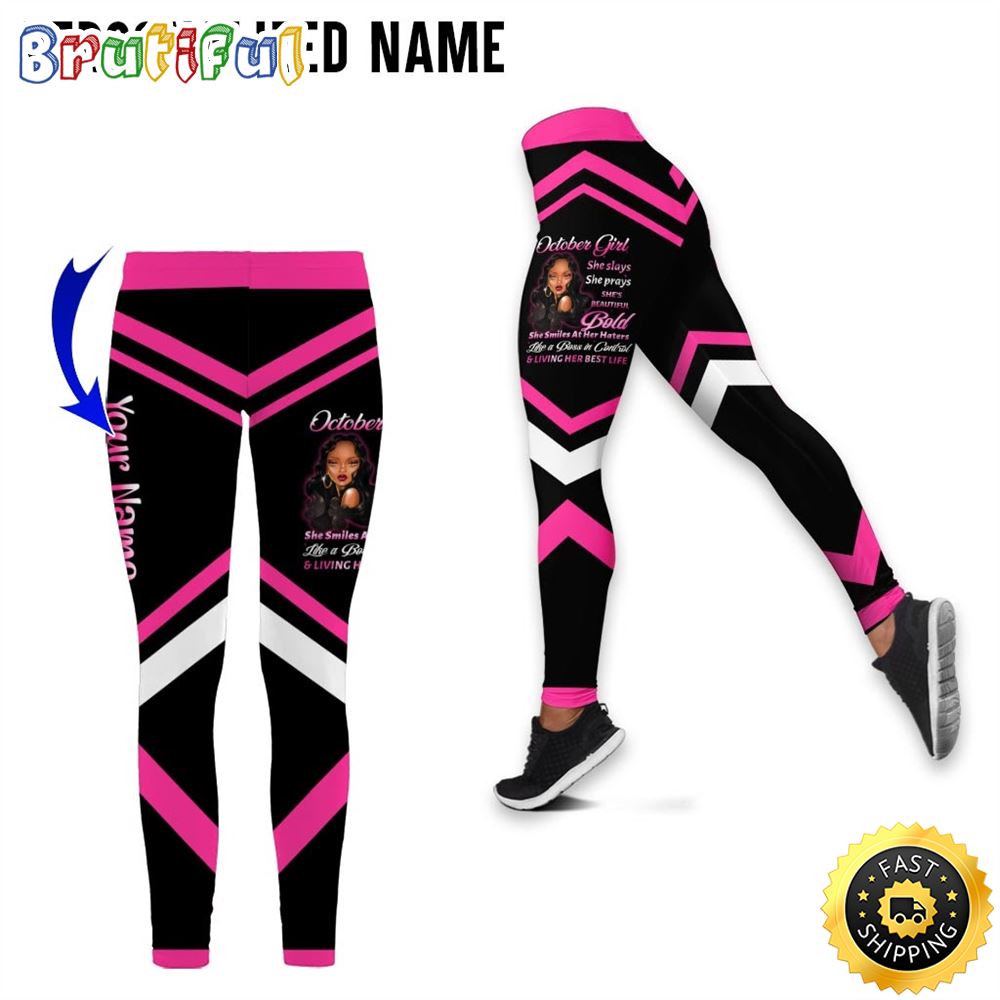 Personalized Pink October Girl All Over Print 3D Legging Living Her Best Life Gift For Women 1 kfsgps