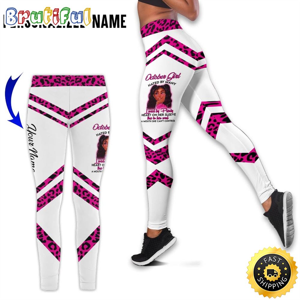 Personalized Pink October Girl All Over Print 3D Legging Love Heart On Her Sleeve Gift For Women 1 ukkbxa