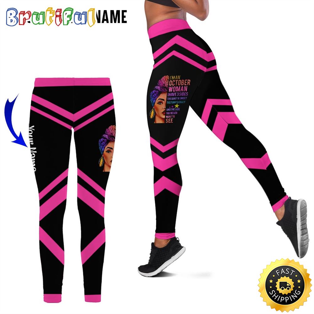 Personalized Pink October Girl All Over Print 3D Legging The Quiet And Sweet Gift For Women 1 dswl2e