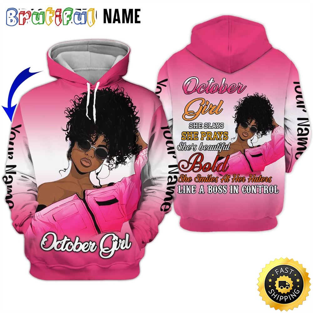 Personalized Pink October Girl Boss In Control All Over Print 3D Hoodie Gift For Women 1 wr0dg4
