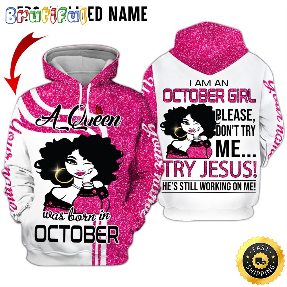Personalized Pink October Girl God Idd Challenge All Over Print 3D Hoodie Gift For Women 1 uawamk