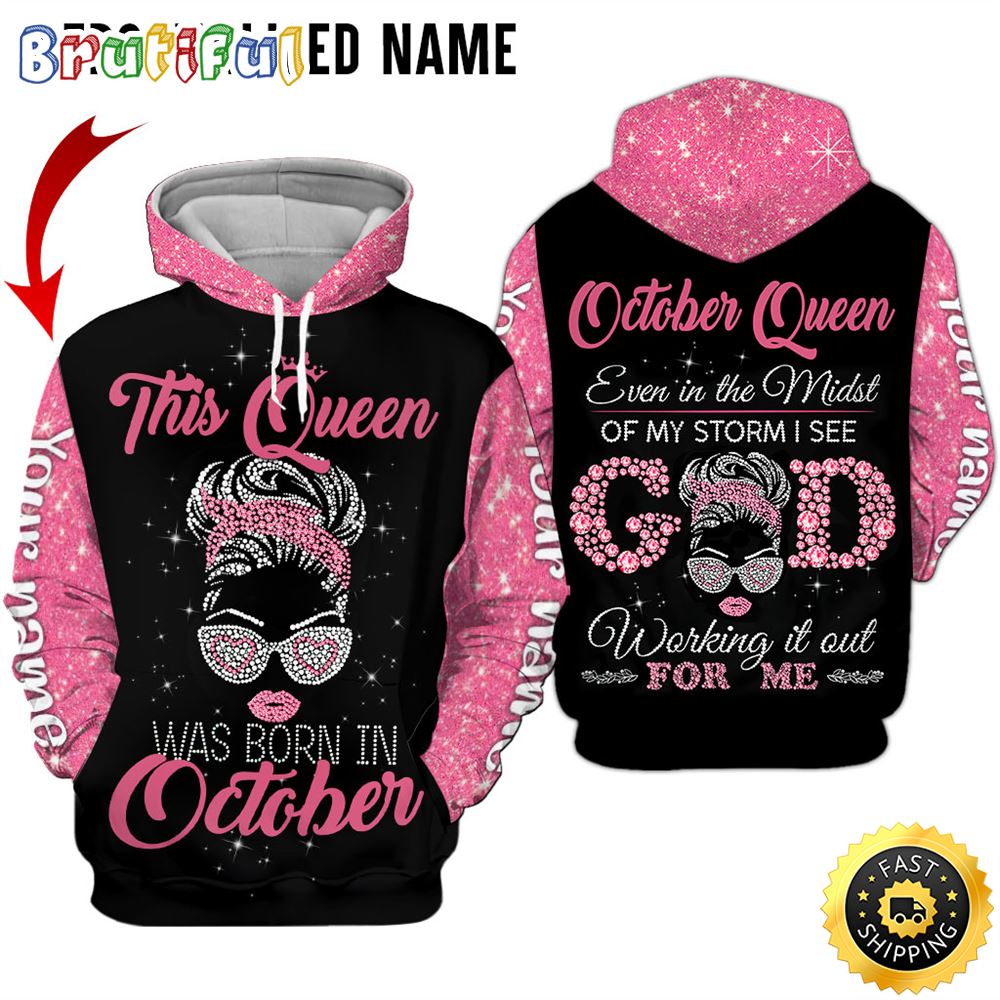 Personalized Pink October Girl God Working It Out All Over Print 3D Hoodie Gift For Women 1 ijetgc