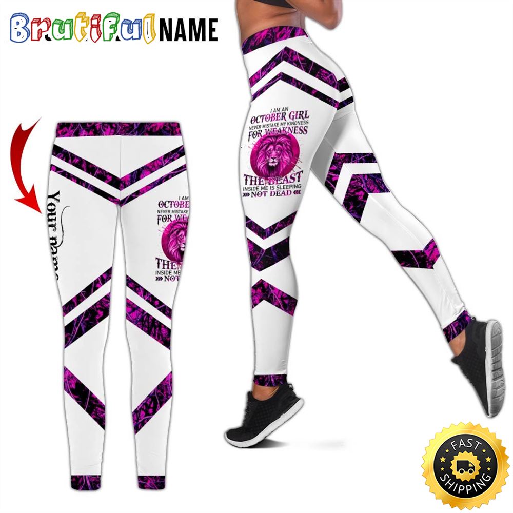 Personalized Pink October Lion Girl All Over Print 3D Legging Weakness Gift For Women 1 ptujqk