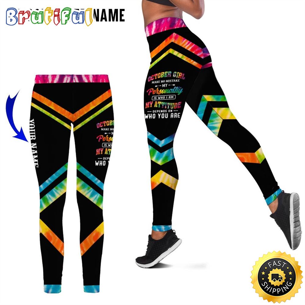 Personalized Pink October Skull Girl All Over Print 3D Legging My Attitude Is Not Your Problem Gift For Women 1 kgppea