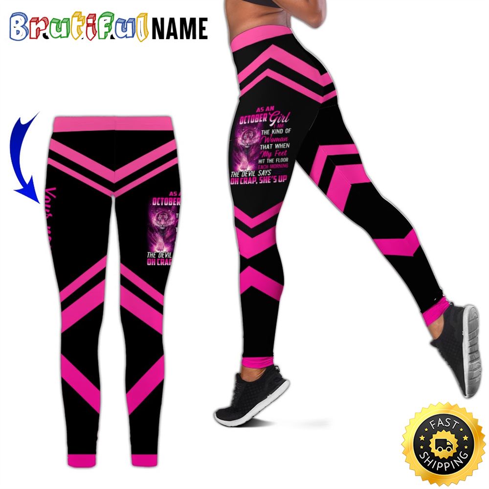 Personalized Pink October Tiger Girl All Over Print 3D Legging Each Morning Gift For Women 1 ddpsub