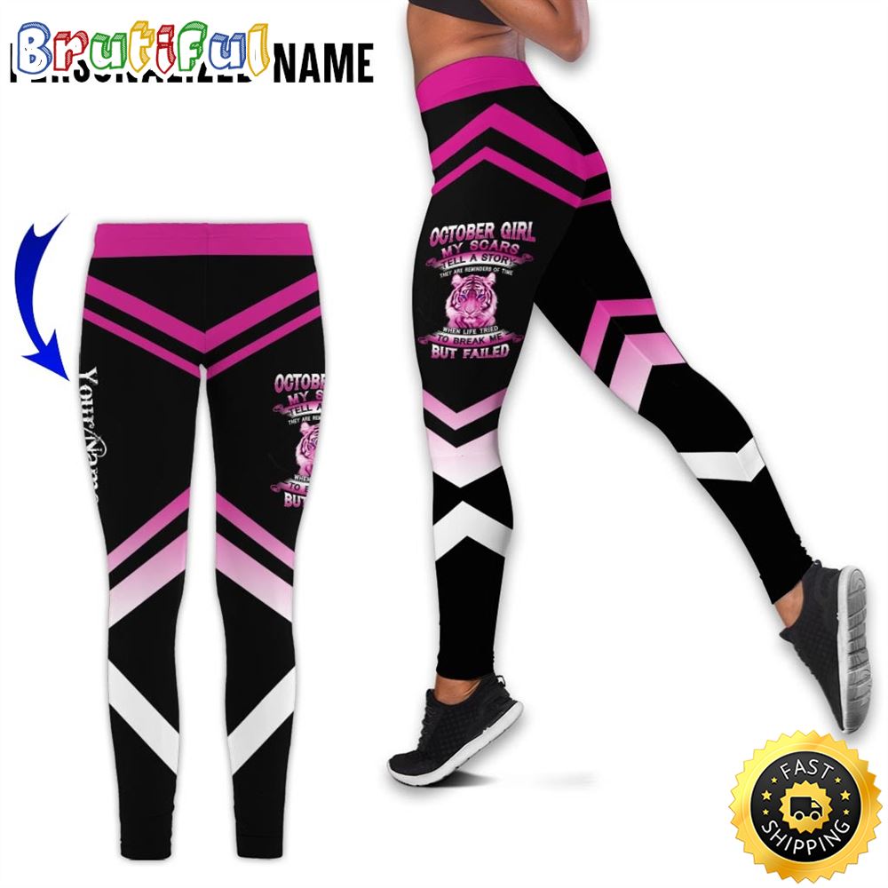 Personalized Pink October Tiger Girl All Over Print 3D Legging Life Break Me Gift For Women 1 zw4mzs