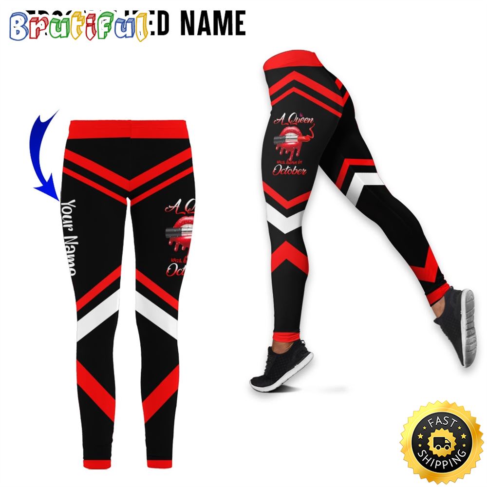 Personalized Red October Girl All Over Print 3D Legging Check My Attitude Gift For Women 1 ek4py9