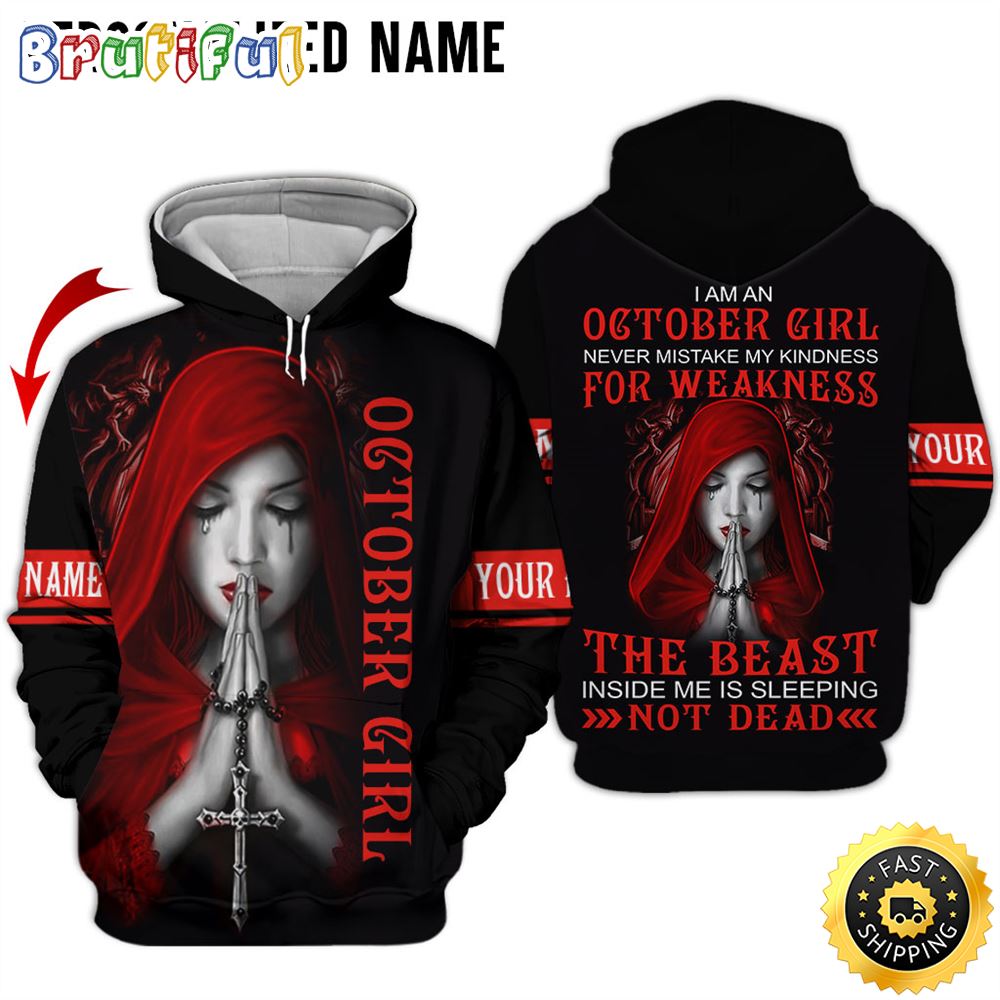 Personalized Red October Girl The Dark Side of Me All Over Print 3D Hoodie Gift For Women 1 ptly1j