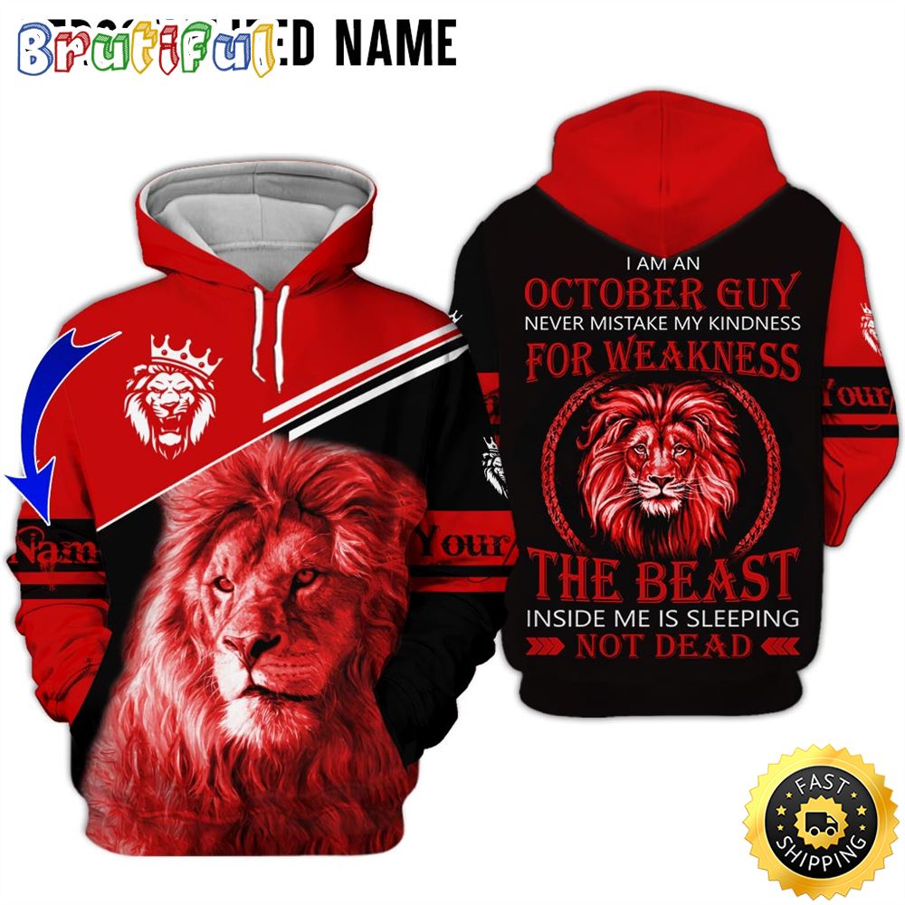 Personalized Red October Lion Guy The Hidden Beast All Over Print 3D Hoodie Gift For Frends 1 wsyoo6