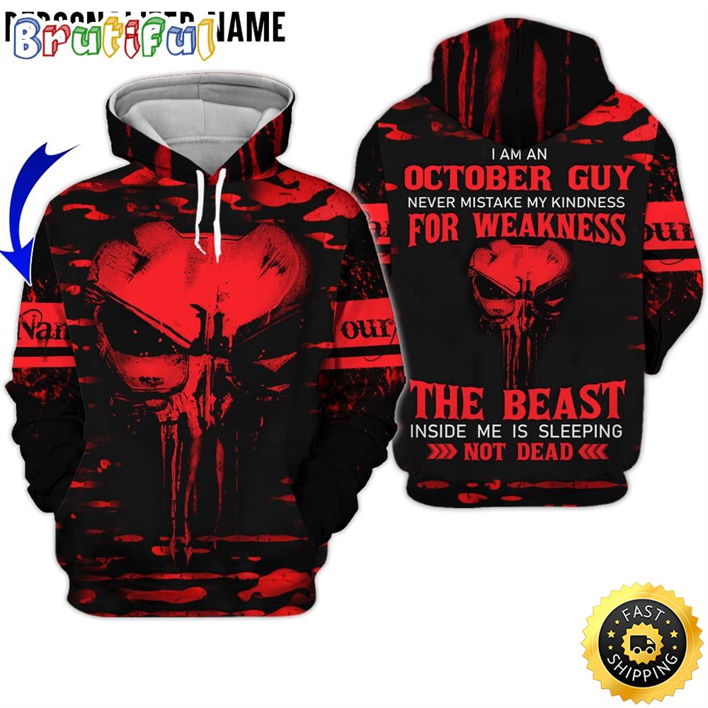 Personalized Red October Skull Guy Sleeping Not Dead All Over Print 3D Hoodie Gift For Frends 1 lypob6