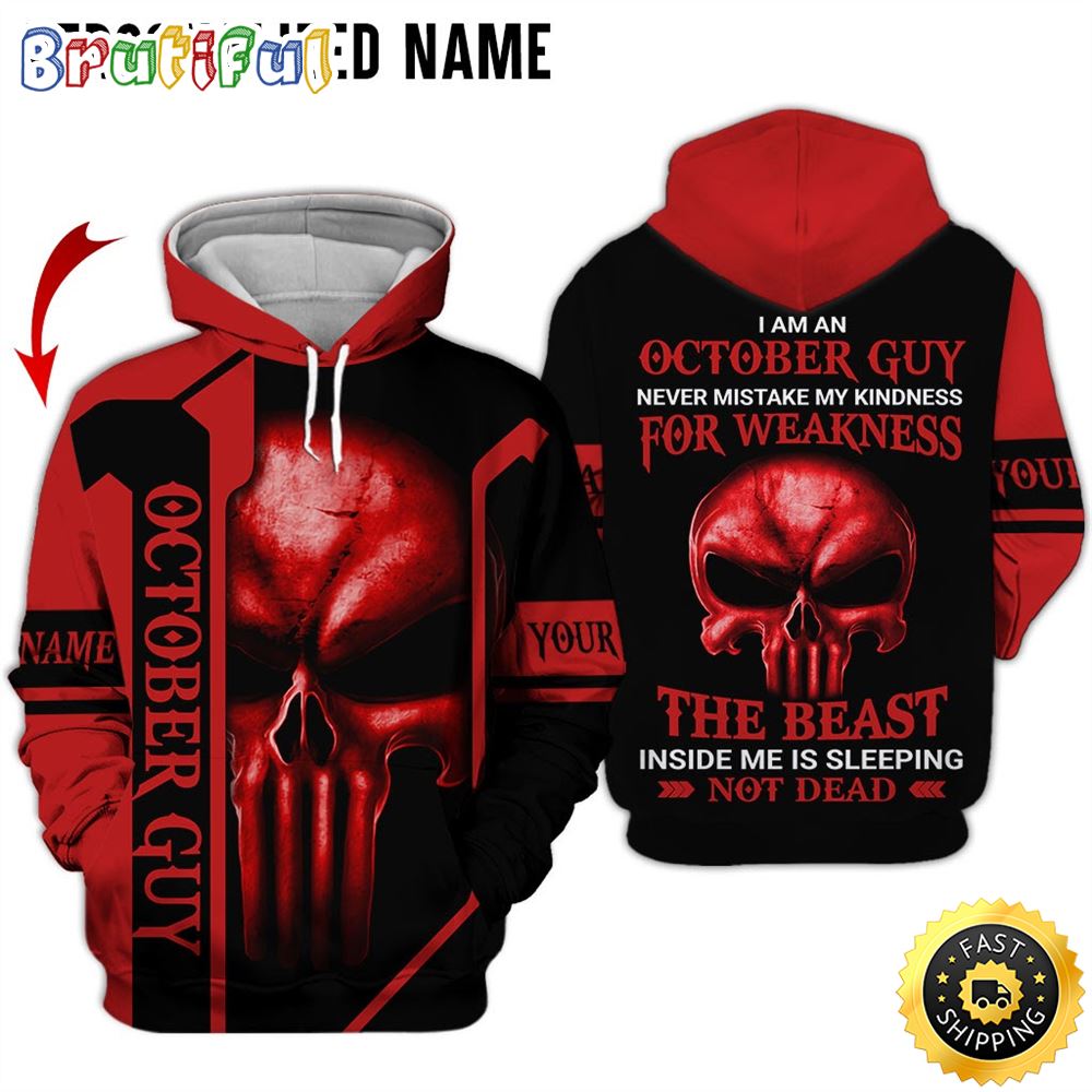 Personalized Red October Skull Guy The Beast Sleeping All Over Print 3D Hoodie Gift For Frends 1 oucefz