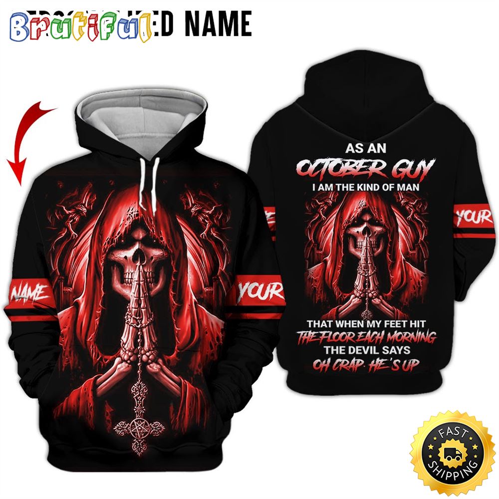 Personalized Red October Skull Guy The Floor Each Morning All Over Print 3D Hoodie Gift For Frends 1 zbslrp