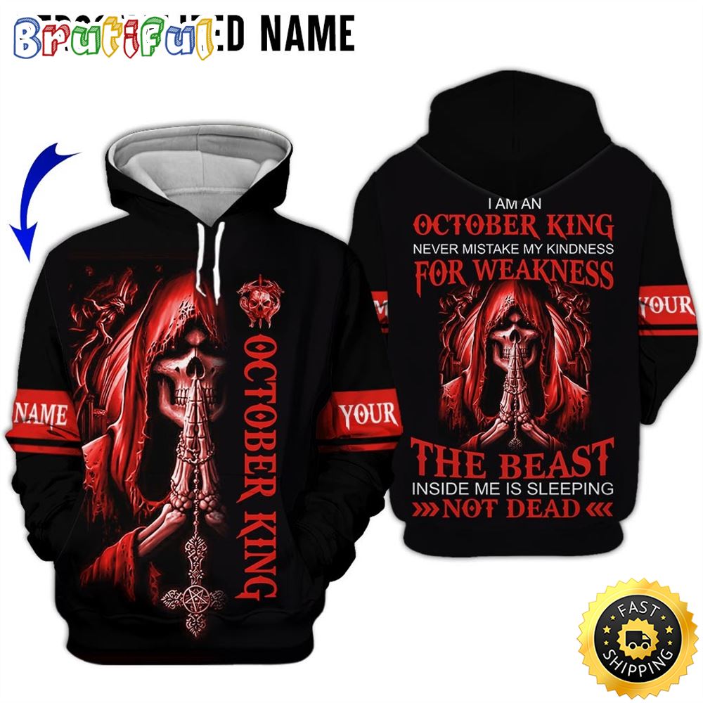 Personalized Red October Skull Guy The Ghost Is Sleeping All Over Print 3D Hoodie Gift For Frends 1 hqsxfs